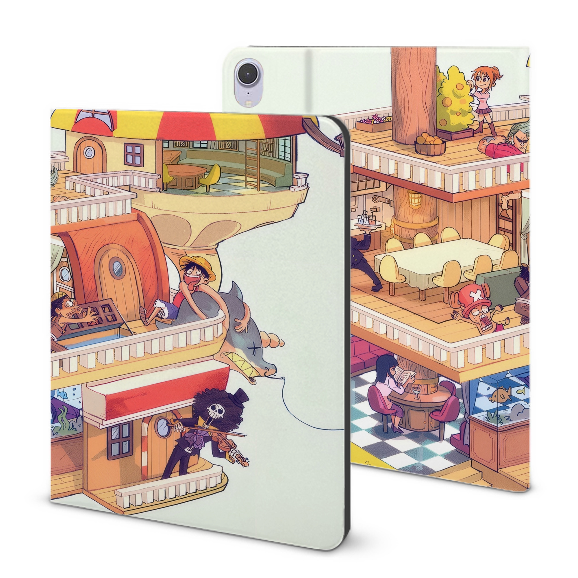 （画像用） ワンピース ONE PIECE IPad ケース ブック型 PUレザー TPU 耐衝撃 軽量 薄型 ペン収納なし 全面保護 IPad 各モデル対応